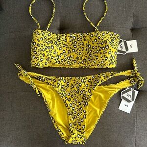 NWT RVCA Yellow Cheetah Bikini